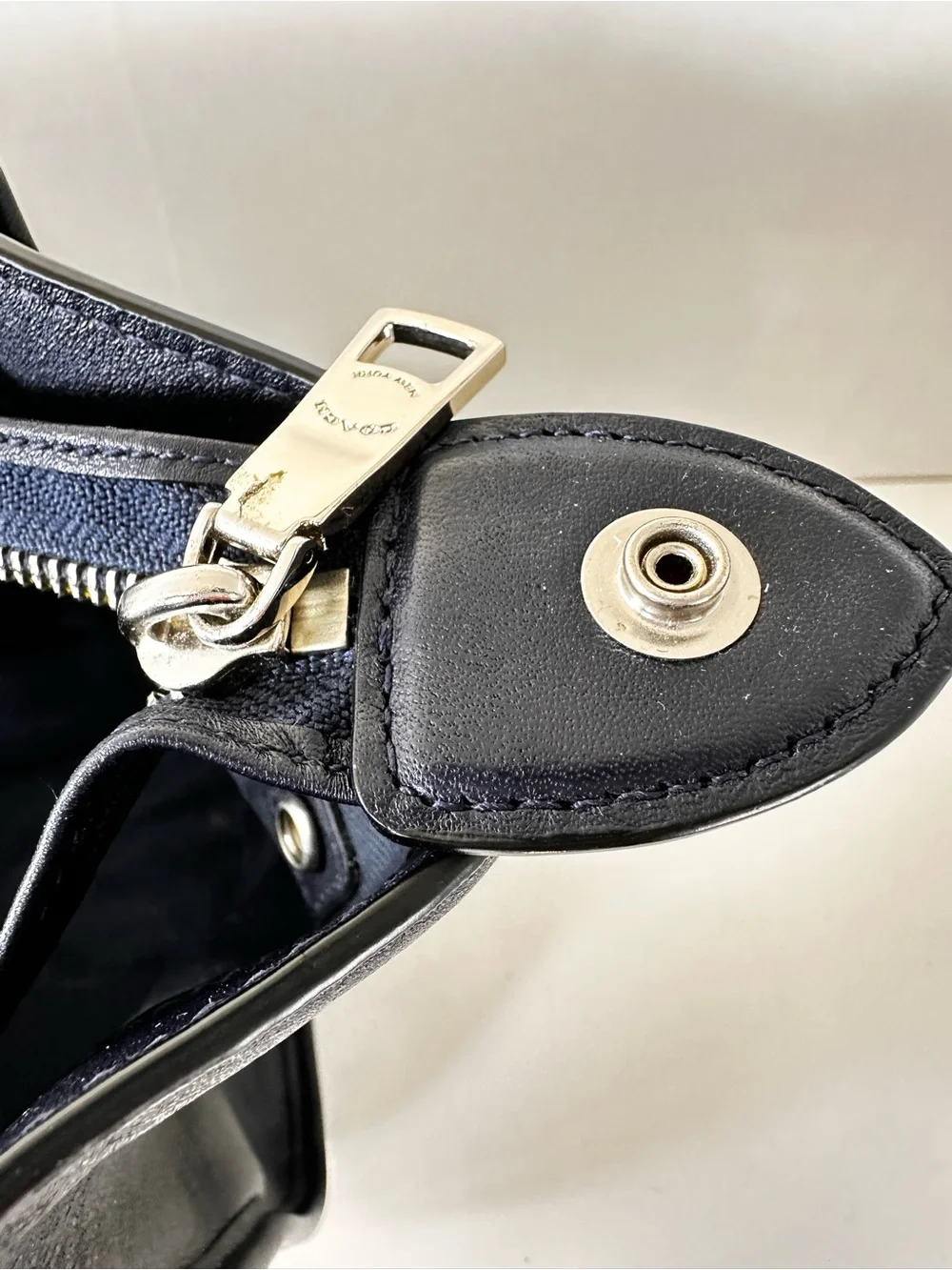 Coach Navy Blue Leather Studded Floral Satchel with Removable Strap - Picture 11 of 13